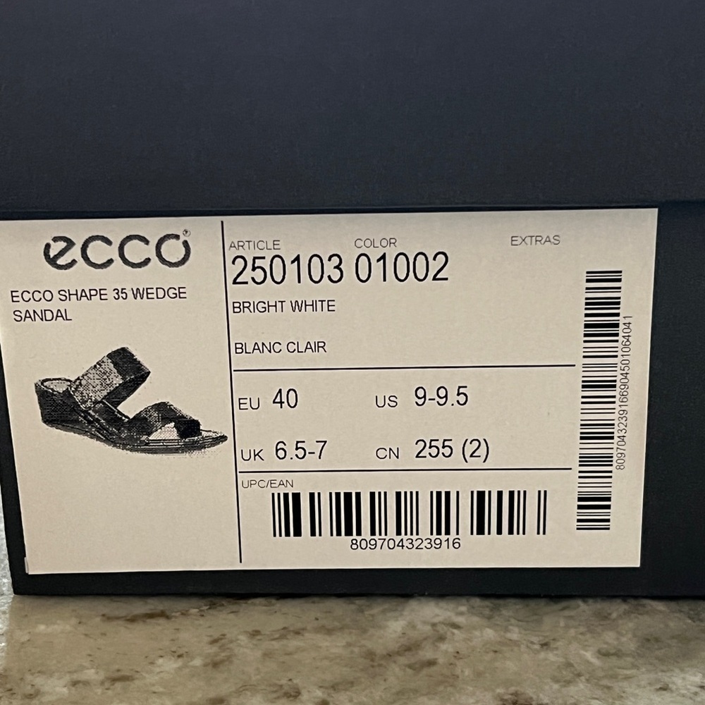 ECCO SHAPE 35 WEDGE Off White Leather Wedge Sandal Hook Loop Closure Slip on - Picture 9 of 9